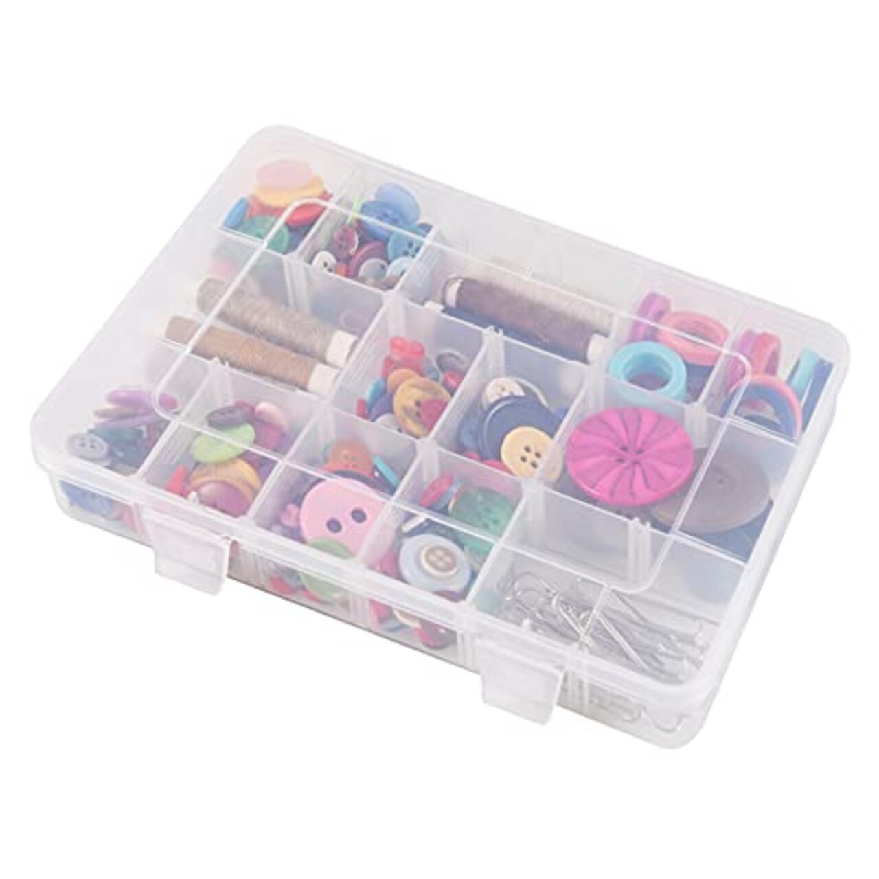 18 Grids Plastic Organizer Box with Dividers, Exptolii Clear Compartment  Container Storage for Beads Crafts Jewelry Fishing Tackles, Size 7.9 x 6.2  x 1.2 in